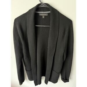 Banana Republic Merino Wool Blend Open Cardigan Sweater Sz M Black w/ Pkts
